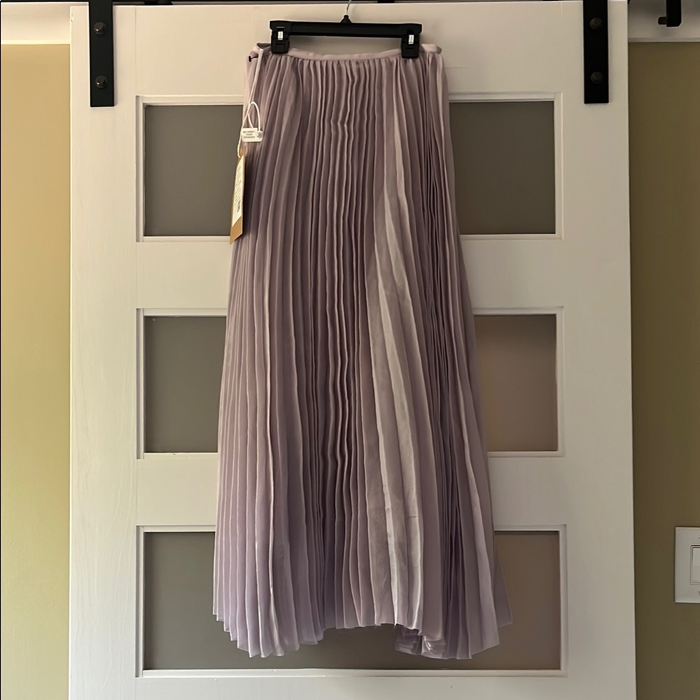 Pleated Lavender Maxi Skirt princess silky crinoline organza XS S